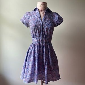 Vintage-inspired Flower Print Shirt Dress